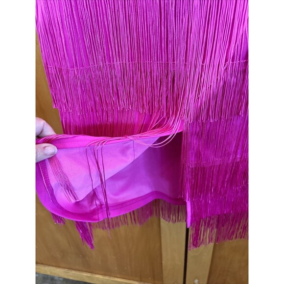 Aomei Women L Tiered Fringe High Waist Pencil Skirt Pink Cha-Cha Skirt New Zip - Picture 6 of 15